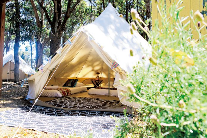 Luxury wide open glamping tent